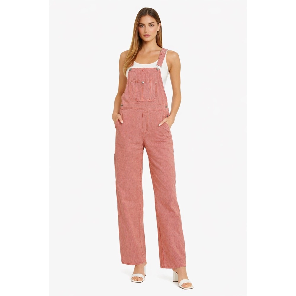 Rag & Bone Striped Cotton-Blend Twill Overalls XS NWT